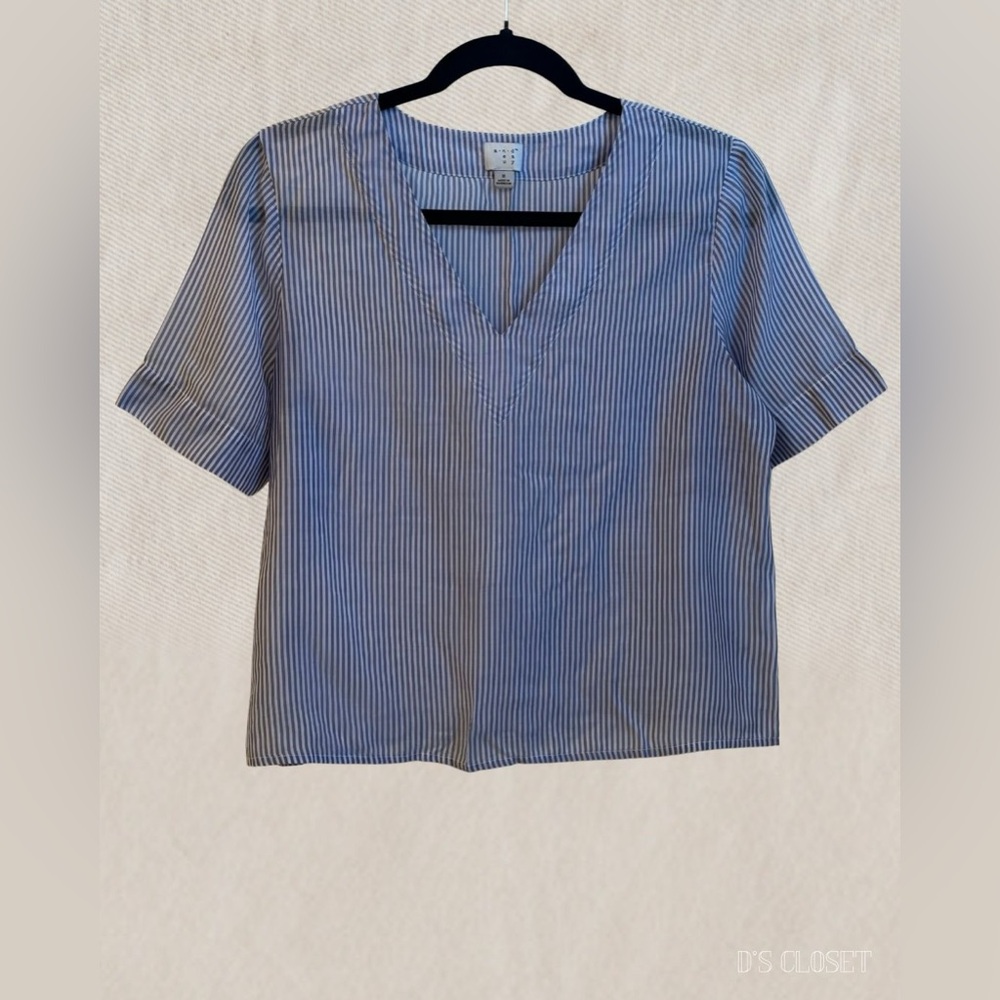 Purple Striped V-Neck Women's Top